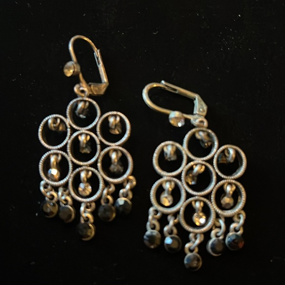 Dangly Black , Silver, & Clear Earrings - Picture 17 of 17